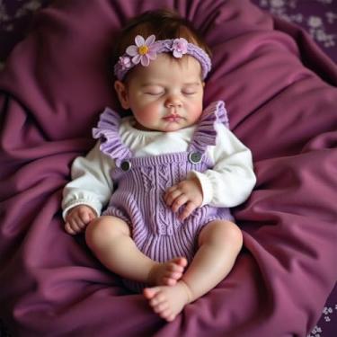 Imagem de Bebê Reborn Boneca Realista Menina Corpo de Silicone 48cm (Menina Roxo)