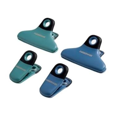 Imagem de FARBERWARE Conjunto profissional de clipe de bolsa de 4 peças, durável, versátil e elegante, azul e verde
