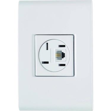 Imagem de Conjunto Liz Branco 4x2 com 1 Tomada para Telefone 4P+RJ11 - 57170018 - TRAMONTINA