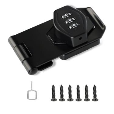 Imagem de Fechaduras giratórias com senha, fechadura de combinação de dígitos, trava deslizante de segurança para gavetas, armários de arquivos, armários, portas internas, celeiros, portas de garagem, cerca (10