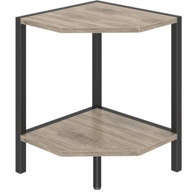 Imagem de Suporte de prateleira de canto, prateleira de canto industrial de 2 níveis, prateleira de canto multifuncional para exibição de canto organizador de bancada para sala de estar, cozinha, quarto