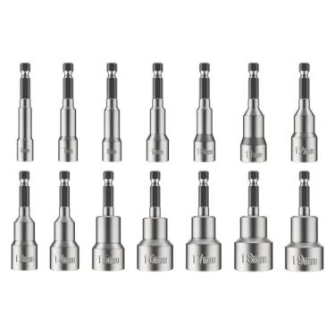Imagem de Chave de impacto elétrica de 65 mm de comprimento, haste sextavada de 1/10.2 cm, conjunto de 7/9/14 peças, soquete magnético de 6-19 mm