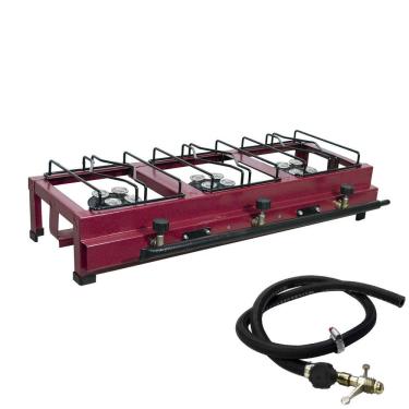 Imagem de Fogão Lx 3 Bocas Cor Vinho Alta Pressão Com Mangueira