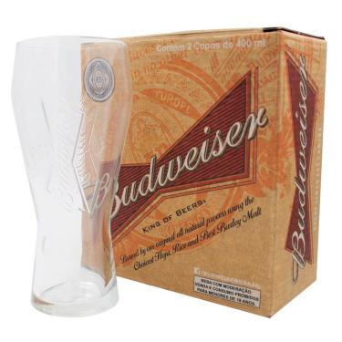 Imagem de Dois Copos Oficiais Budweiser 400 Ml Cerveja