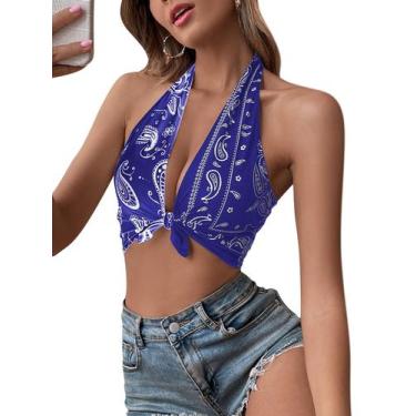 Imagem de Bandana feminina com estampa paisley SOLY HUX azul GG