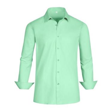 Imagem de Camisa social GIANEN Sage Green para homens grandes e altos, tamanho X