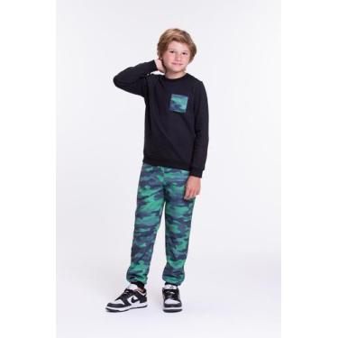 Imagem de Conjunto Moletom Infantil Masculino Camuflado Preto - Vida Costeira, P