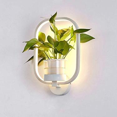 Imagem de Luminária de parede moderna, luminária de parede geométrica de metal, abajur de acrílico com vaso de flores, lâmpadas de cabeceira simples, luzes noturnas para quarto, cabeceira, sala de est