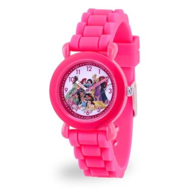 Imagem de Disney Relógio de princesa para meninas, 4 a 7 anos, relógio de princesa infantil, pulseira de silicone rosa para crianças, caixa rosa, mostrador branco - relógios perfeitos para meninas, presente