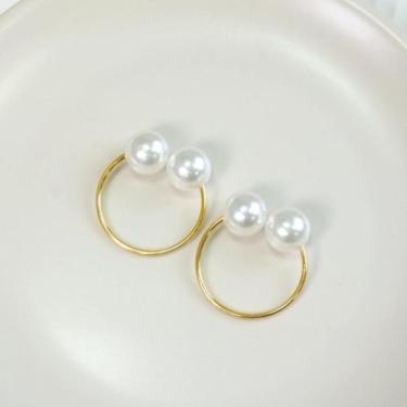 Imagem de Kit 8 Pçs Anel para Guardanapo 8 Lugares Pérola Dupla Grande 4x3cm Arg