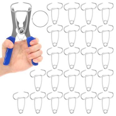 Imagem de Kit de grampos de mola de esquadria, alicate de mola de aço inoxidável com 24 grampos de esquadria e 1 anel de armazenamento, clipes de alicate de esquadria para marcenaria, clipes para molduras