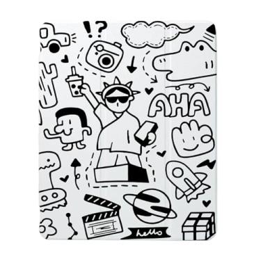 Imagem de Capa clássica com desenho animado estátua da liberdade compatível com iPad 9ª 8ª geração 10,9 polegadas 2021-2018, capa engraçada com suporte de três dobras + porta-lápis para meninos e meninas, iPad