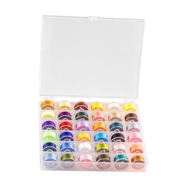 Imagem de Colaxi Bobinas de linha pré-enroladas, conjunto de linhas de costura para máquina de bordar e costura, com caixa de bobinas, Linha de 36 Cores