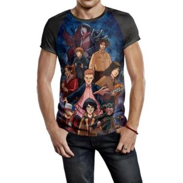Imagem de Camiseta Raglan Masculina Stranger Things Ref:84 - smoke, Preto, GG