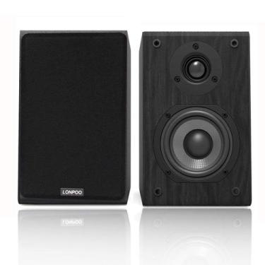 Imagem de Alto-falantes LONPOO LP-42 75W, 2 vias, madeira, 24x15x17cm, par