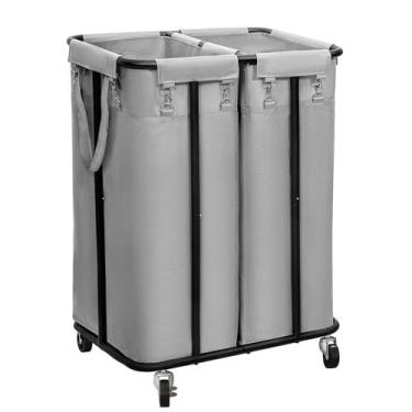 Imagem de Cesto de roupa suja WOWLIVE Double 170L com rodas e estrutura de aço