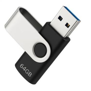 Imagem de Pendrive 64gb Usb 2.0 Preto Pen Drive Compacto Leve Rápido Memória Flash Drive Compatível Com Windows Linux Macbook Som Automotivo Armazenamento Seguro Durável Resistente Linha Super Premium