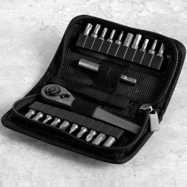 Imagem de RWWPJLLWHR Conjunto de mini chaves de catraca 22 em 1, kit de chave de fenda multifuncional de ângulo reto com conjunto de combinação de chave de fenda de catraca pequena de 20 bits com bolsa de