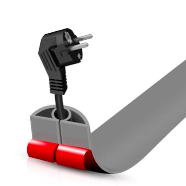 Imagem de Escondedor autoadesivo para cabo de chão, gerenciamento de cabos de 9 m, protetor de faixa de extensão para fios, evita viagens de cabos para escritórios, academias, exposições. Cavidade: 0,8 cm (L) x