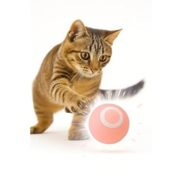 Imagem de Bola Inteligente Giratória Automática para Pets | Rotação 360° LED Recarregável USB | Durável e Interativa para Cães e Gatos-Rosa