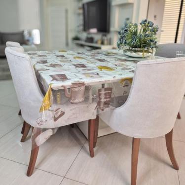 Imagem de Toalha de Mesa PVC Cristal Transparente Estampada 5,00x1,40m Plástica 
