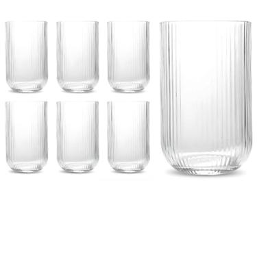 Imagem de Jogo Copos Canelado e Taças Versalhes Clear Jogo e Ideal para Casa, Escritório, Bar, Decoração e Uso Diário(JOGO COM 6)