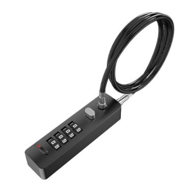 Imagem de Cadeado de senha de corda longa durável com código redefinível para armário de porta útil com combinação de 4 dígitos (60 cm-preto)