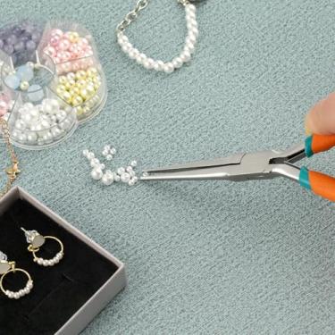 Imagem de Alicate de ponta de agulha de 15 cm com cordão antiperda, mini alicate de nariz longo com alicate de fio de borda não serrilhada