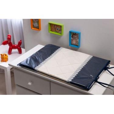 Imagem de Trocador para comoda de Bebê Azul Marinho e Bege com Guippir Trocador 
