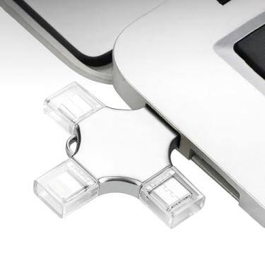 Imagem de Pen drive USB 4 em 1 de 64 GB - pen drive de alta velocidade com uma porta USB 3.0, uma porta tipo C, uma porta de iluminação, para economia de imagens/vídeos/dados