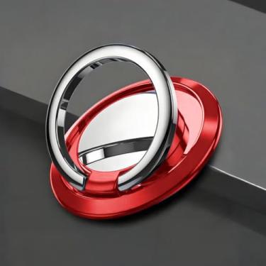 Imagem de 1 peça suporte de anel magnético giratório de 360 graus: universalmente compatível com suportes de carro e almofadas traseiras de telefone (vermelho)