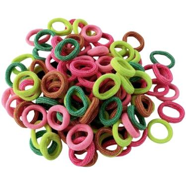 Imagem de MARYLAVENDER Pequenos laços de cabelo brilhantes para crianças, todos os tipos de cabelo, sem costura, com glitter, pôneis, elásticos para rabos de cavalo, acessórios de cabelo para meninas, 100 peças