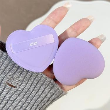 Imagem de Algodão Doce Cosmético Puff Seco e Molhado Usável Base Corretivo Pó Esponja Maquiagem Ferramentas de Beleza Macia, Roxo