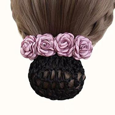 Imagem de Touca estilo coreano atrás da cabeça malha flor crochê rede comissária de bordo cabelo (rede roxa áspera)