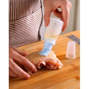 Imagem de Garrafa de óleo de silicone - Ferramenta de cozimento tipo espremer com tampa, aplicador de óleo de grau alimentício (verde) BLC106-001