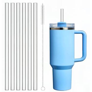 Imagem de Pacote com 6 canudos Tritan para copo Stanley 1,134 g, canudos reutilizáveis, com 1 escova de limpeza compatível com acessórios Stanley Cup (transparente)