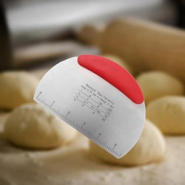 Imagem de Raspador semicircular de aço inoxidável com marcas de medição, cortador de massa de 15 cm, ferramenta de pastelaria para bolos, pão e farinha