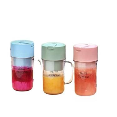 Imagem de Copo Caneca Liquidificador Mini Juicer 420ml Com 6 Laminas Tampa E Canudo Recarregavel Portatil Processador De Alimentos Blender(cor-aleatória)