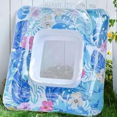 Imagem de Boia Rede Para Piscina flores Cama Flutuante Deitado, tamanho adulto 180x88cm Rafting de Piscina(110x98cm rede quadrada flor)