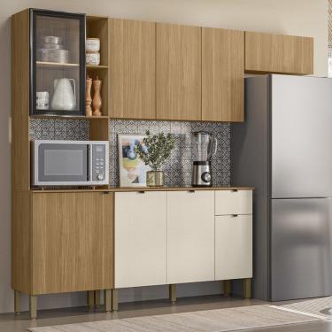 Imagem de Armário De Cozinha Completa Mdf 9 Portas Vert Plus Freijó Soft