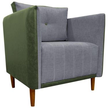 Imagem de Poltrona Decorativa Para Sala Recepção Consultório Aviv Luxo Corino E Linho