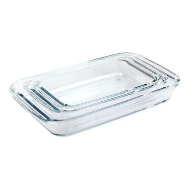 Imagem de Conjunto Elegante De Travessas Retangulares De Vidro - Sofisticação E Versatilidade Na Mesa!