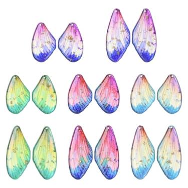 Imagem de UR URLIFEHALL 16 pingentes de asa de borboleta de resina epóxi coloridos com glitter e asas de inseto para fazer você mesmo, pulseira, colar, brincos, joias