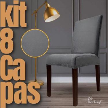 Imagem de Kit 8 Capas de Cadeira Linha Premium Suede - Cinza - OK Darling