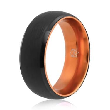 Imagem de EMBR Anel de tungstênio: alianças de casamento de 6 mm e 8 mm com acabamento fosco escovado, bordas chanfradas de alto polimento, joia confortável sem cobalto para homens e mulheres – Anel de