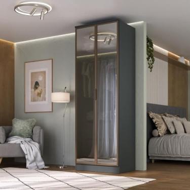 Imagem de Guarda-roupa 2 Portas Reflecta 2 Gavetas Internas Ravi Grafitto