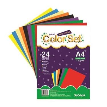 Imagem de Starschool Livro Atividades Color Set A4 com 24 Folhas Coloridas 120gsm | Atividades Pedagógicas de Colagem, Recorte e Dobradura | Produto Reciclável e Educativo