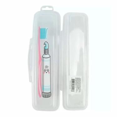 Imagem de Kit 2 Case para escova dental estojo de viagem para escola proteção e higiene