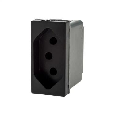 Imagem de Tomada 2p+t 10a 250v B. Automatico 1m Preta 615038pt