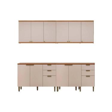 Imagem de Cozinha Modulada Completa Selene 4 Peças (2balcões+2aéreos) Cp21 Jequitiba-off White Fosco - Linea Brasil